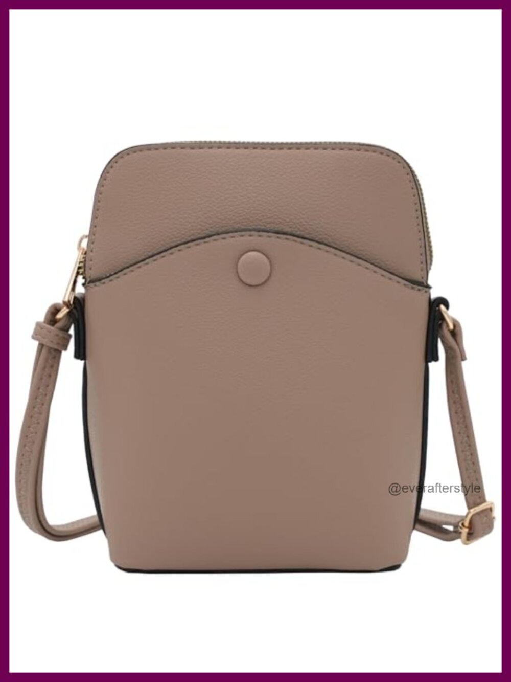 Vegan Leather Small Crossbody Bag with Gold-Tone Hardware, Adjustable Strap
